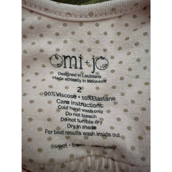 Omi Jo Pink Blossom Polka Dots Empire Maxi Knit Short Sleeve Dress Spring 2 - Picture 6 of 7